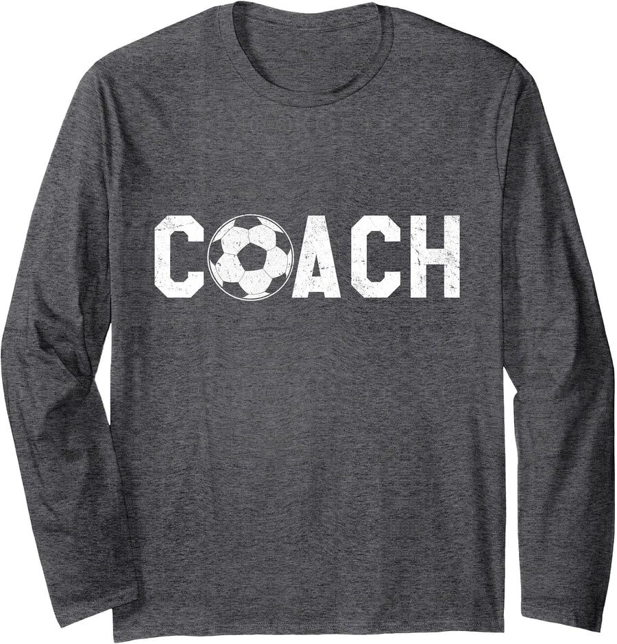 Soccer Coach Long Sleeve T-Shirt - Adult Unisex Dark Heather Grey