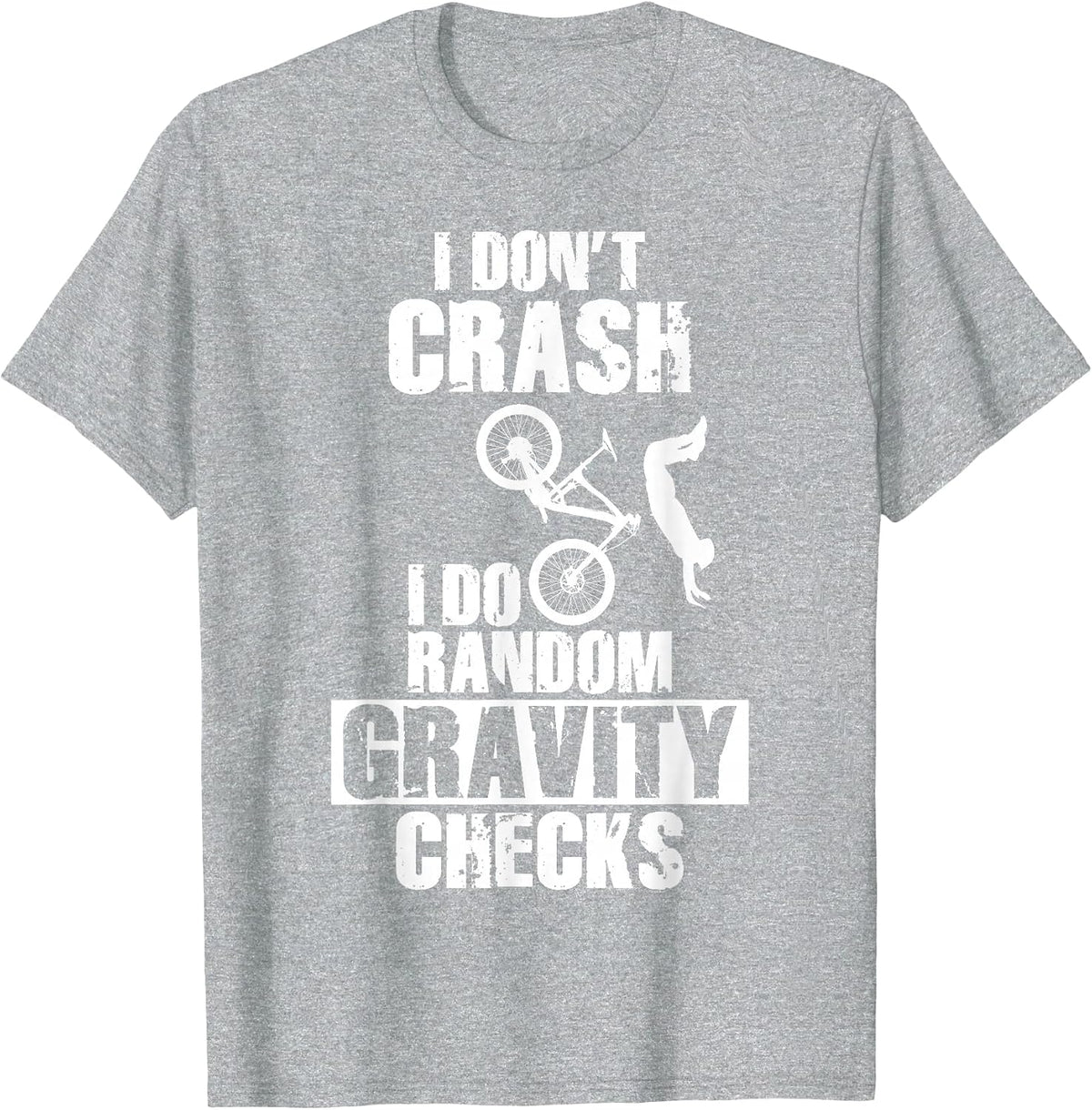 Mountain Bike Crash - Funny MTB Gravity Checks T-Shirt - Heather Grey
