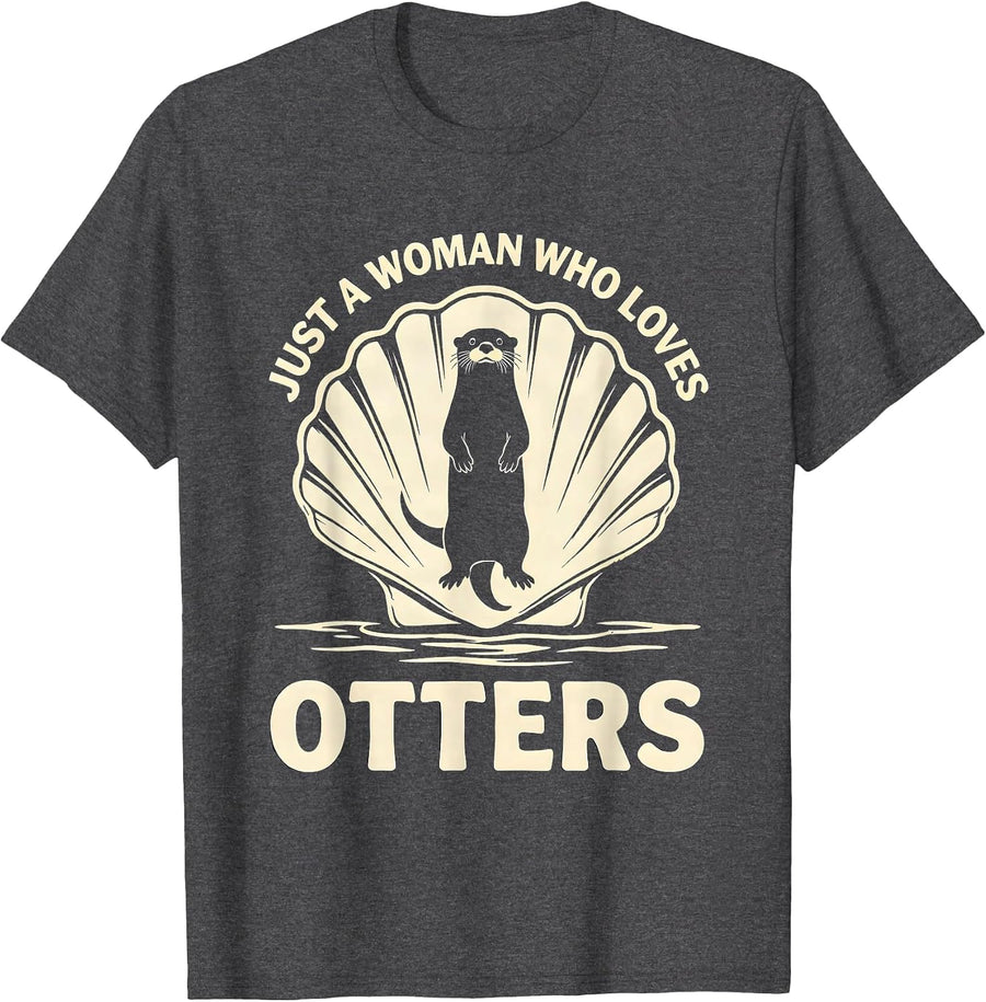Men's Just A Woman Who Loves Otters Funny Otter Lover Gift For Her T-Shirt - Dark Heather Grey