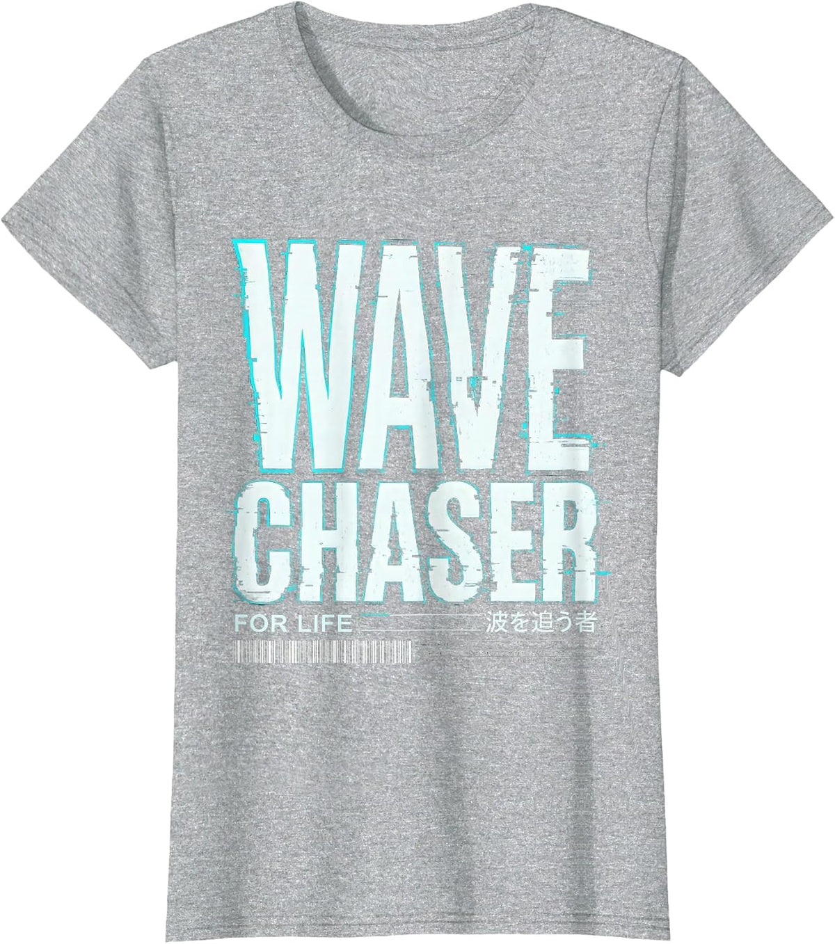 Wave Chaser For Life Mens Beach Design T-Shirt - Heather Grey