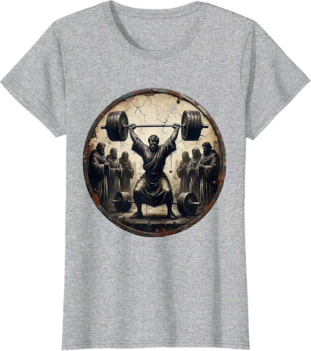 Jesus The Ultimate Deadlifter Graphic Tee T-Shirt - Heather Grey