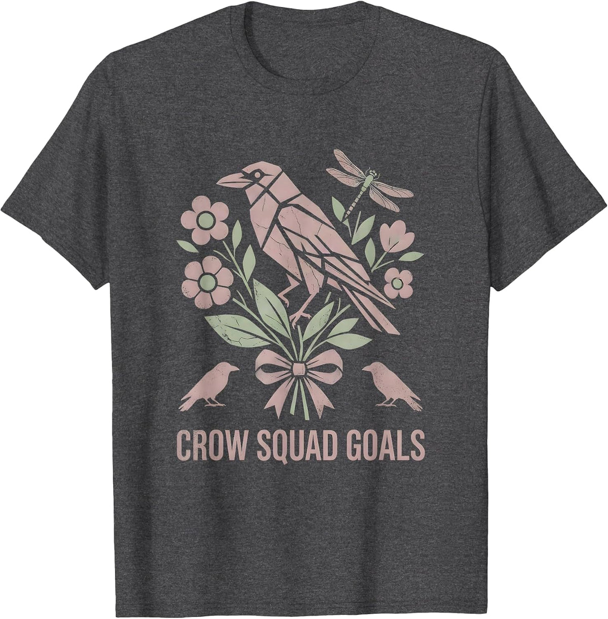 Crow Squad Goals Funny Bird Gang Design T-Shirt - Dark Heather Grey