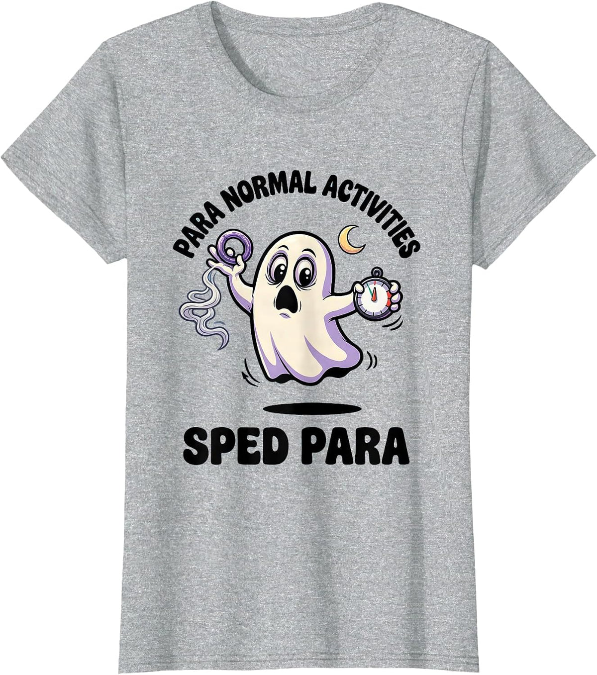 Women's Para Normal Activities SPED Para Ghost Halloween T-Shirt - Heather Grey