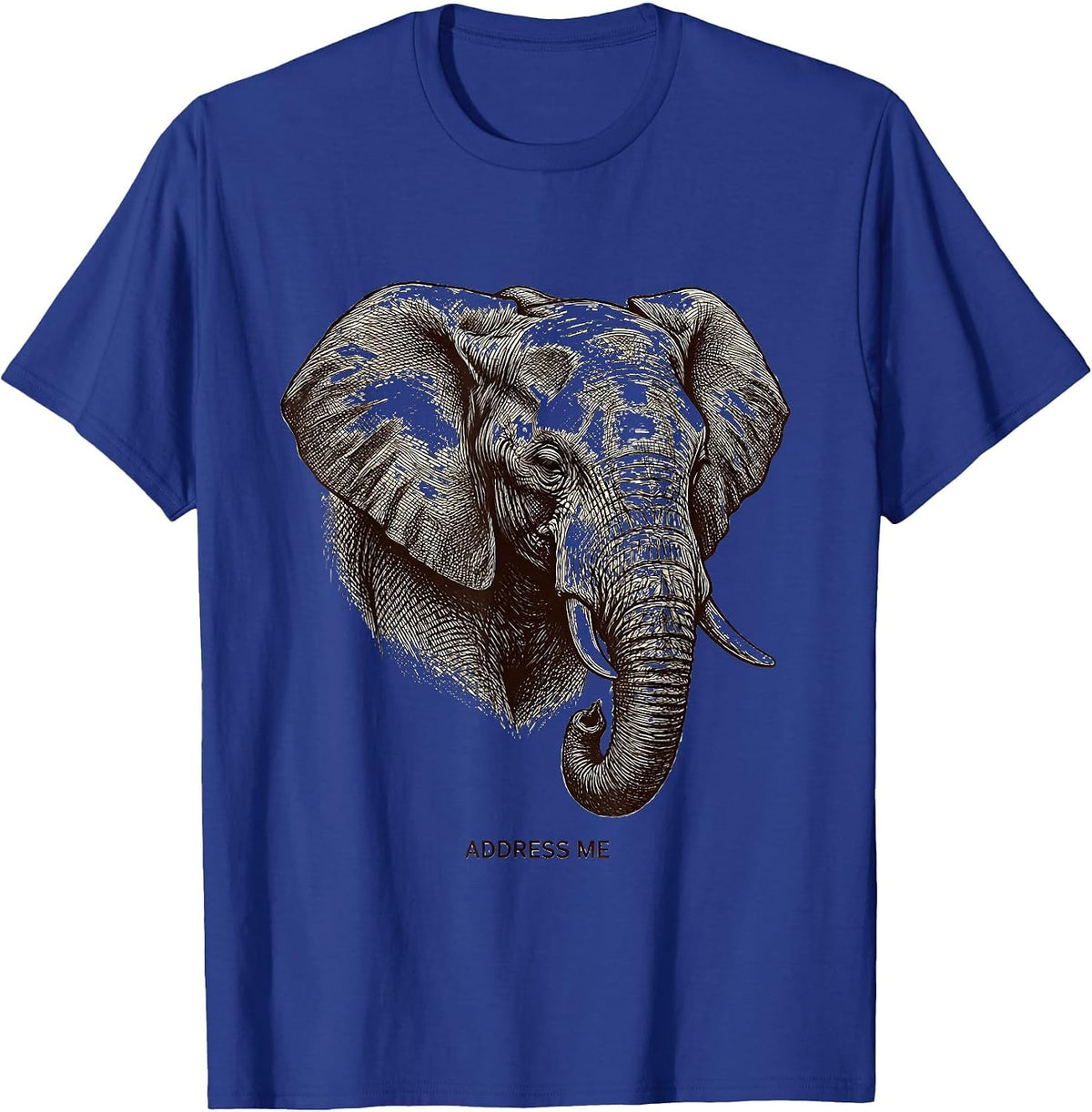 Address Me Crosshatch Elephant Head Cute Elephant Lover T-Shirt - Royal Blue
