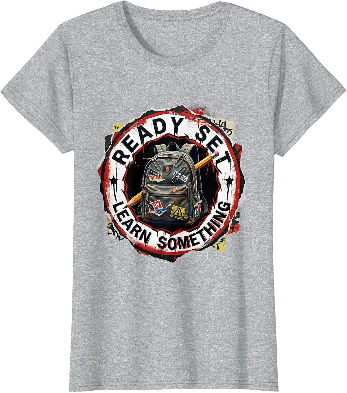 Ready Set Learn Something Back to School Design T-Shirt - Heather Grey