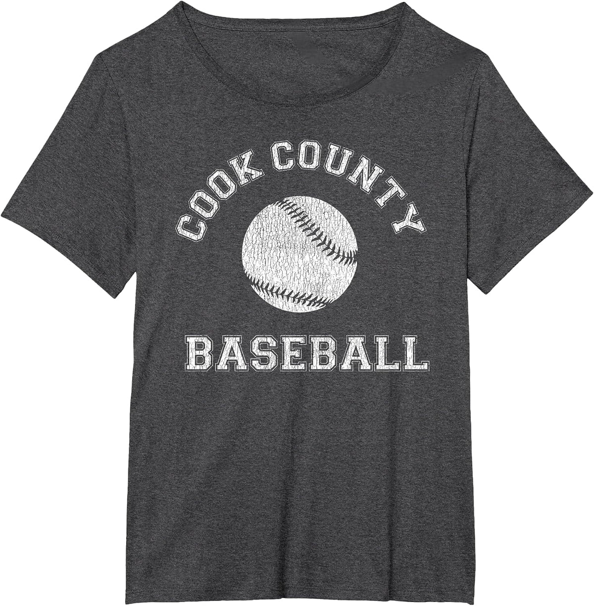 Cook County Baseball Distressed Retro Classic T-Shirt - Dark Heather Grey