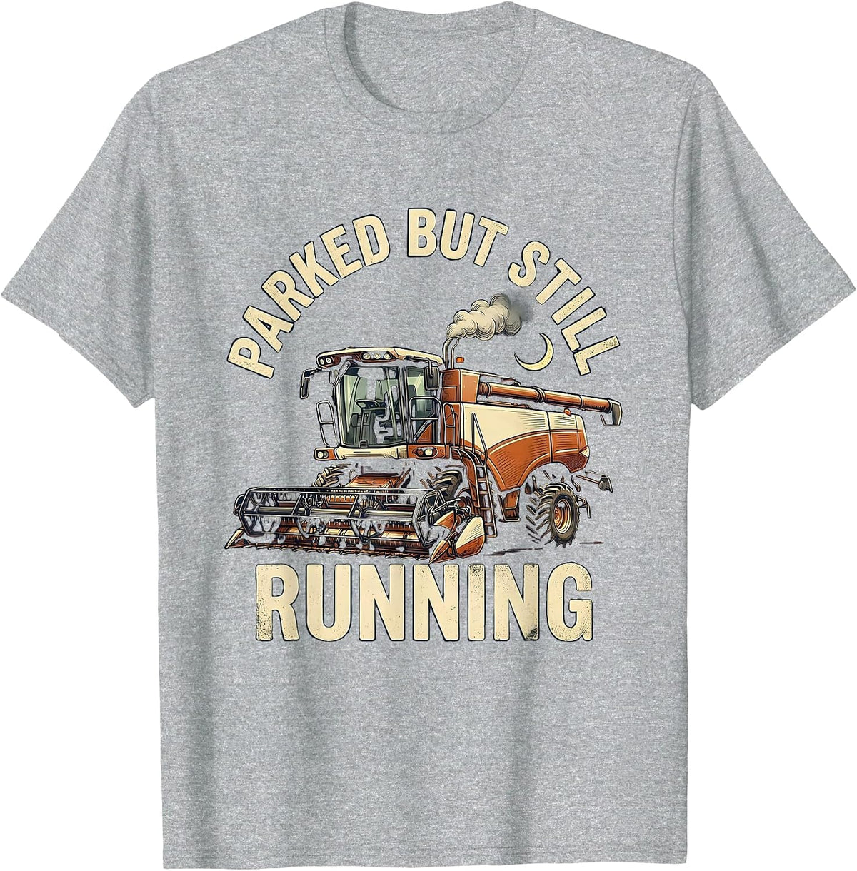 Men's Parked But Still Running Vintage Combine Harvester Farmer T-Shirt - Heather Grey
