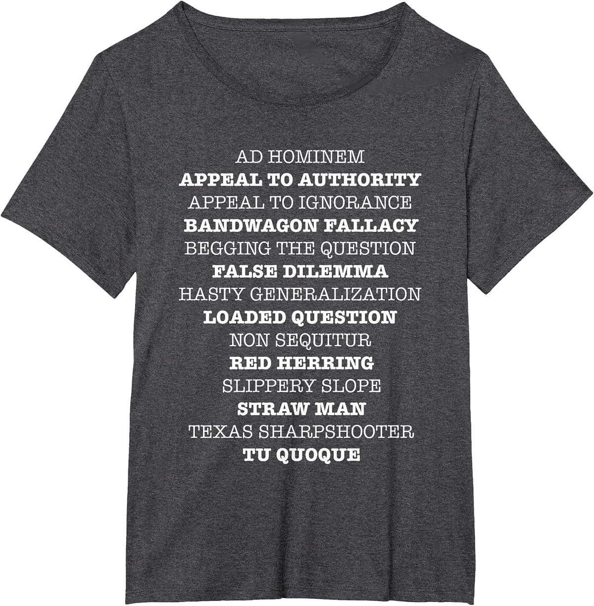 Debate Team Debating Squad Common Logical Fallacies T-Shirt - Dark Heather Grey