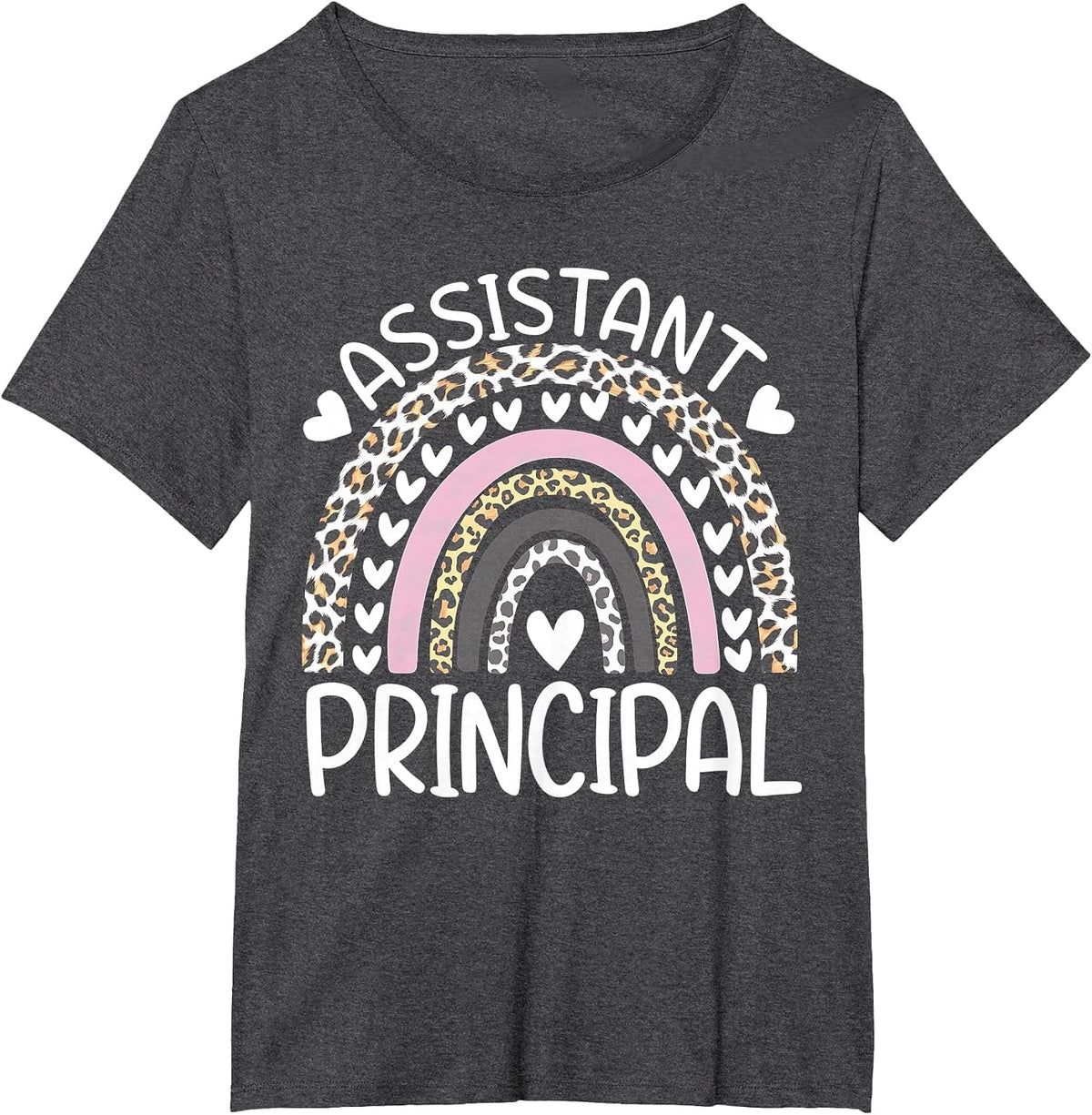 Assistant Principal Back to School First Day Rainbow Leopard T-Shirt - Dark Heather Grey
