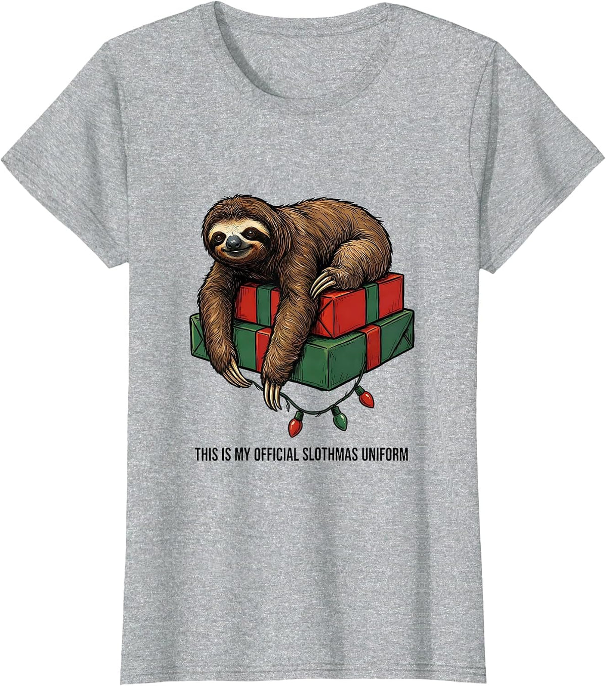 This Is My Official Slothmas Uniform Funny Sloth Christmas T-Shirt - Heather Grey