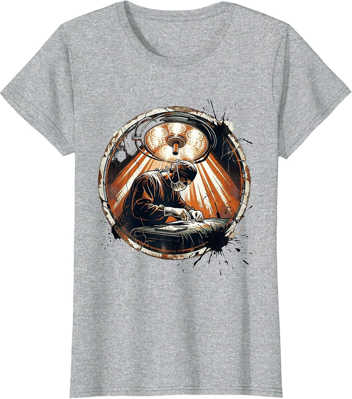 Women's Surgeon Silhouette Operating Room Graphic T-Shirt - Heather Grey