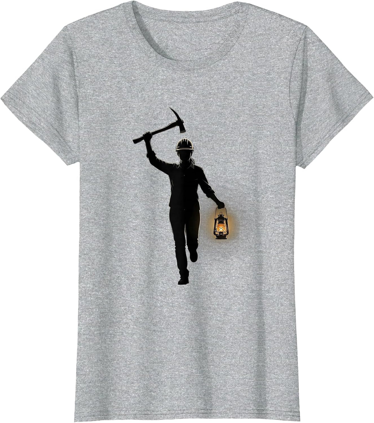 Coal Miner Labor Day Graphic Tee with Lantern T-Shirt - Heather Grey