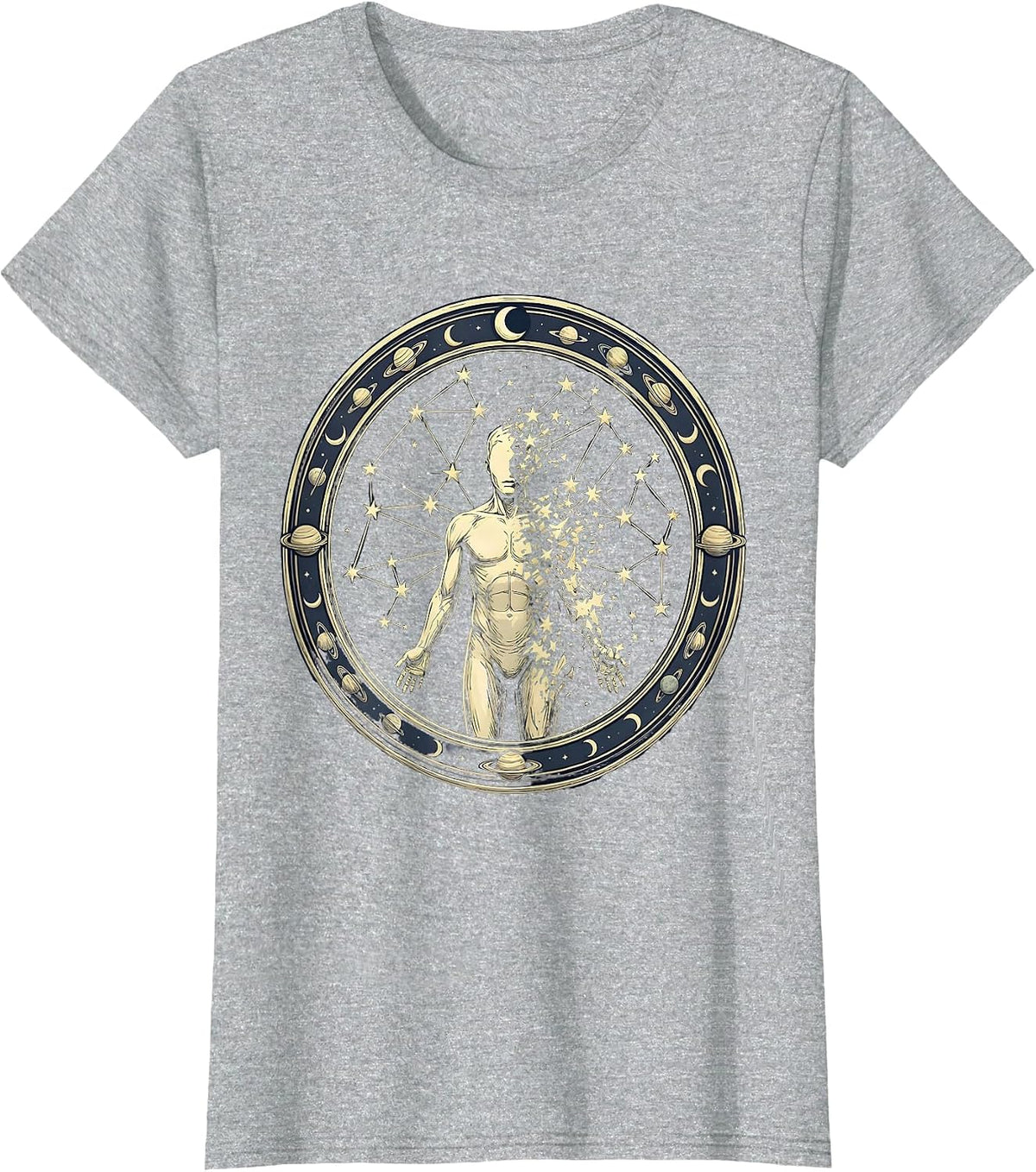 Human Constellation Dissolve Galaxy Space Art T-Shirt - Heather Grey