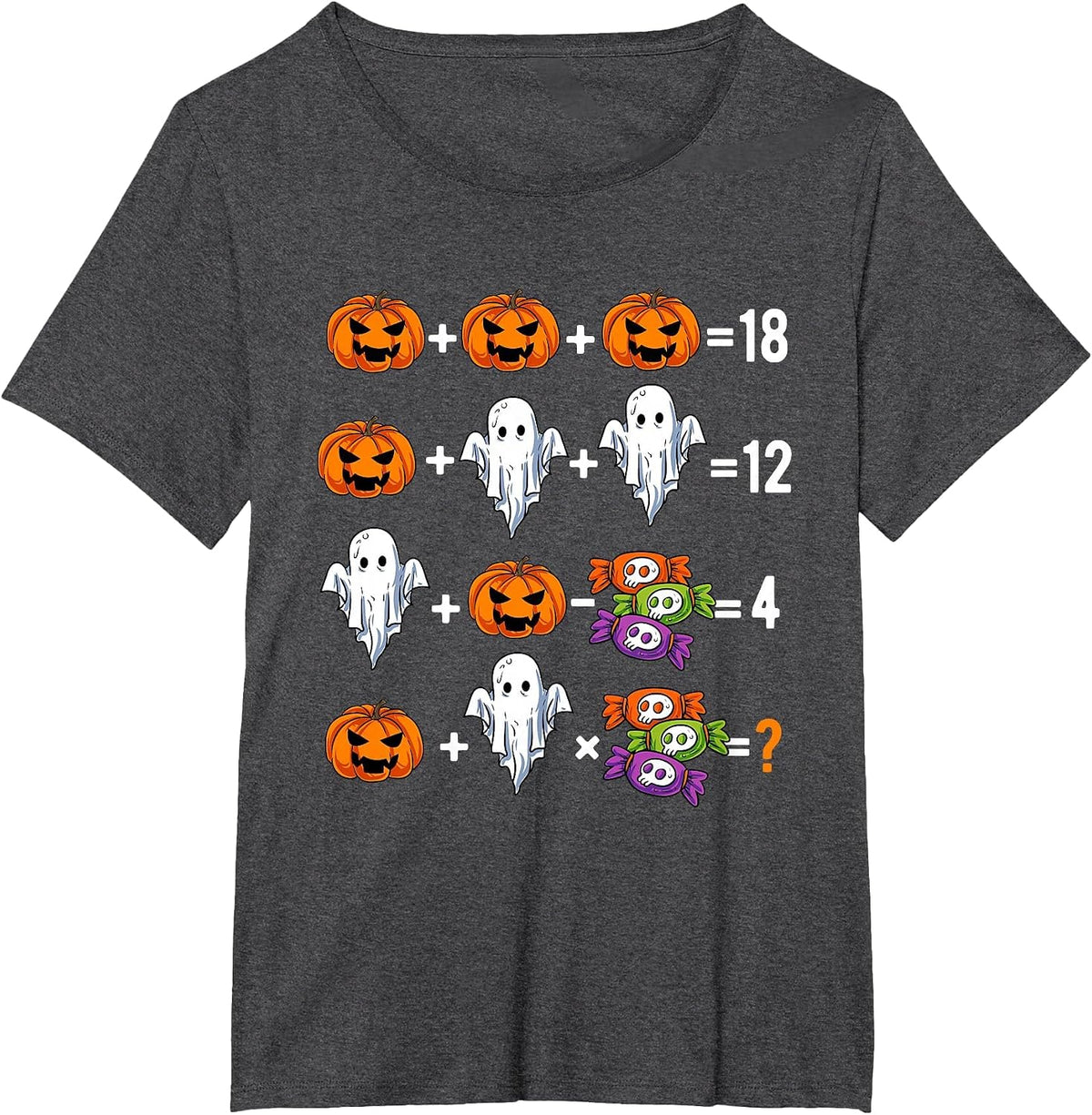 Math Teacher Humor Halloween Quiz Order of Operations T-Shirt - Dark Heather Grey
