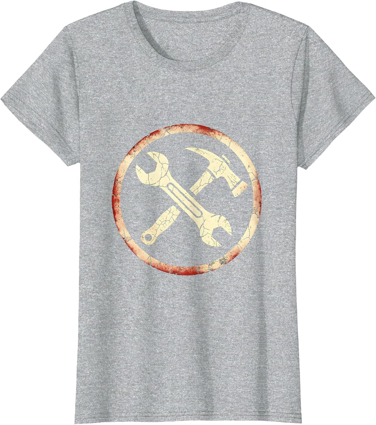 Labor Day Wrench and Pickaxe Crossed Tools Art T-Shirt - Heather Grey