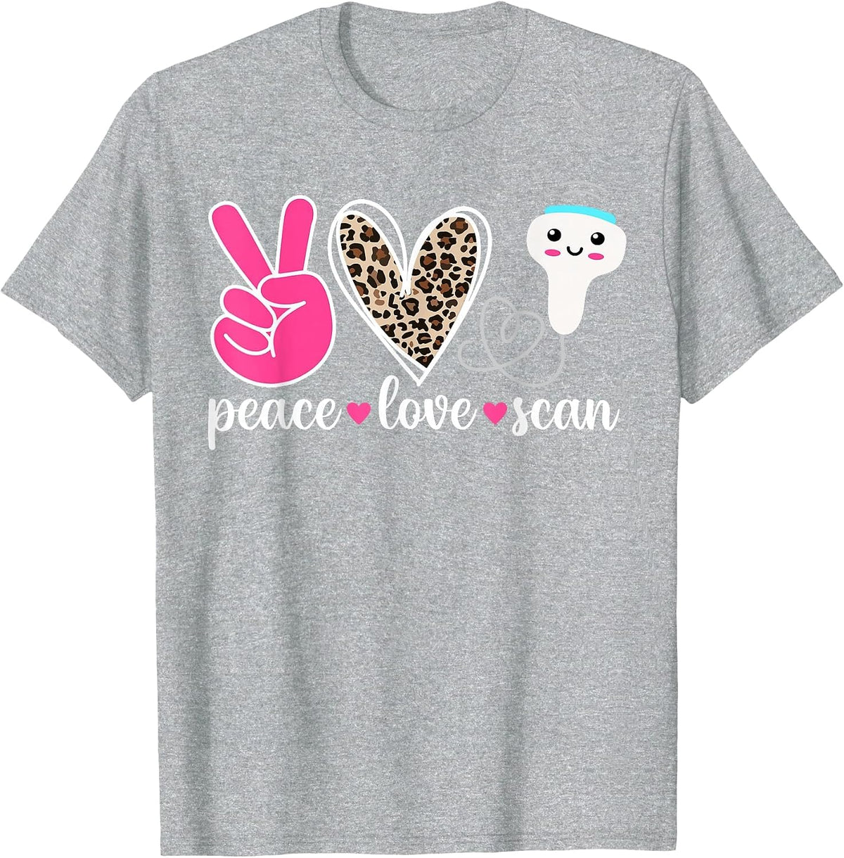 Peace Love Scan Ultrasound Tech Ultrasound Technologist T-Shirt - Heather Grey
