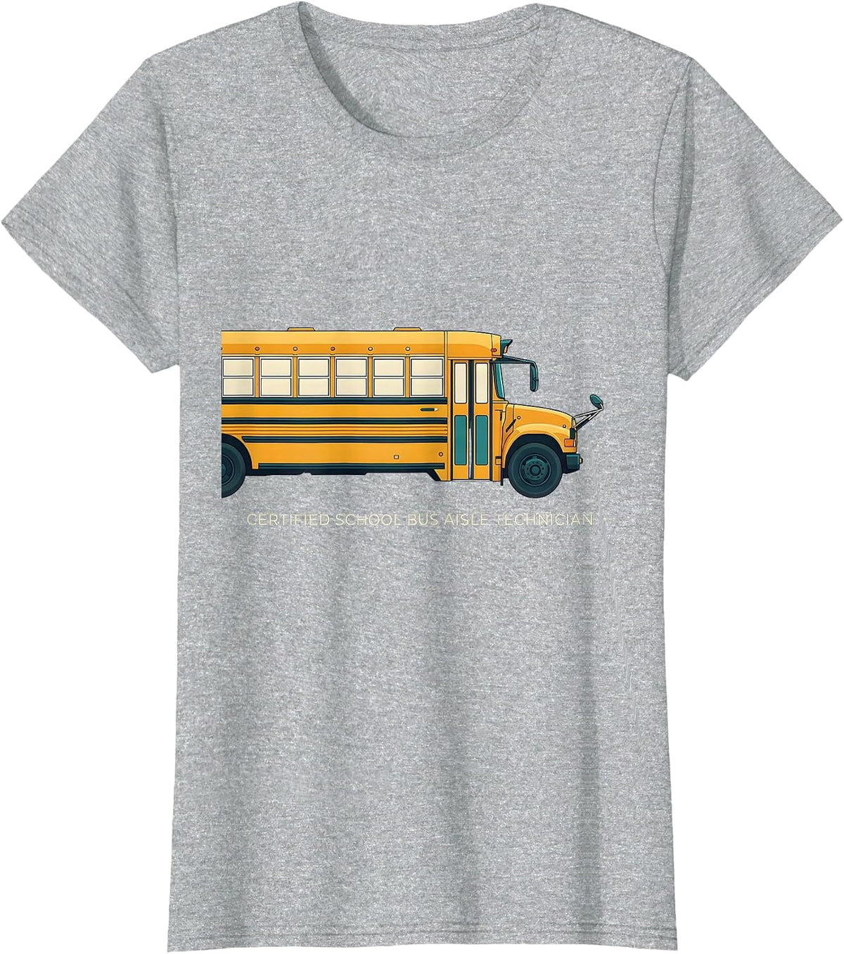 Certified School Bus Aisle Technician Funny School Bus T-Shirt - Heather Grey