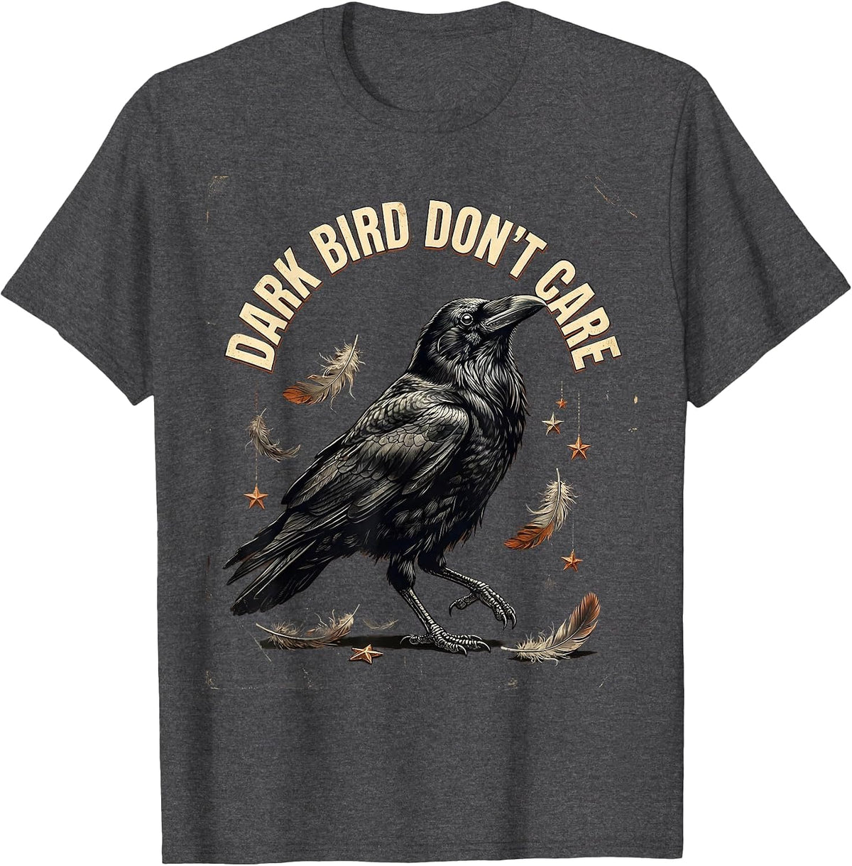 Men's Dark Bird Don't Care Crow Graphic Design T-Shirt - Dark Heather Grey