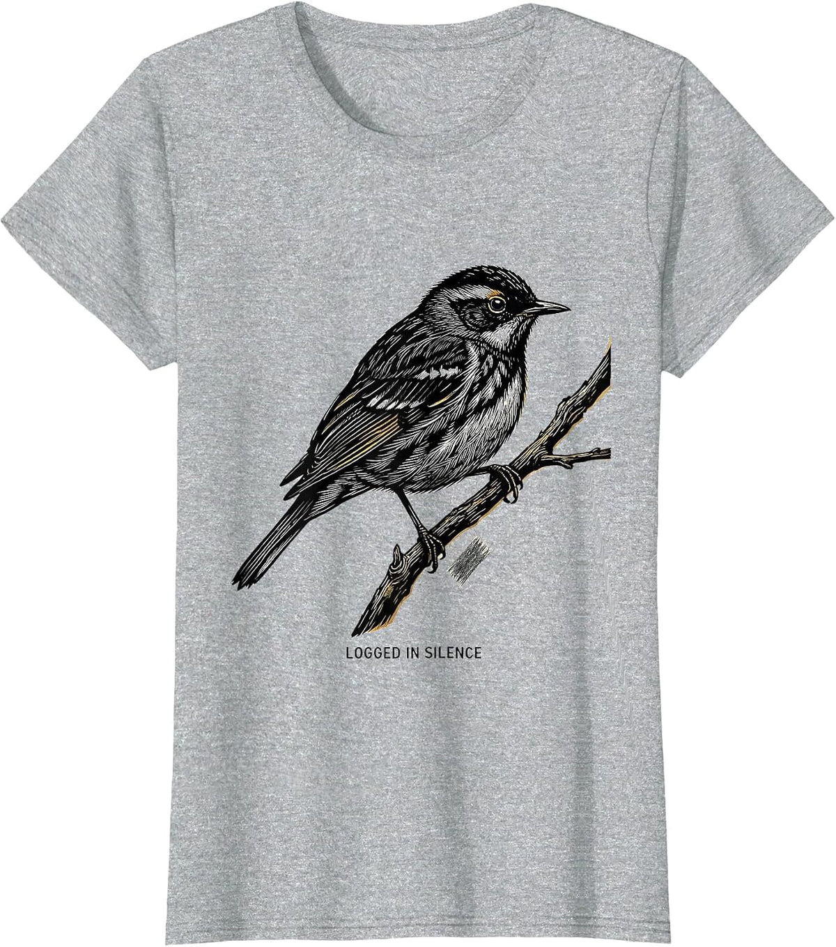 Logged In Silence Funny Birdwatching Bird Watcher T-Shirt - Heather Grey