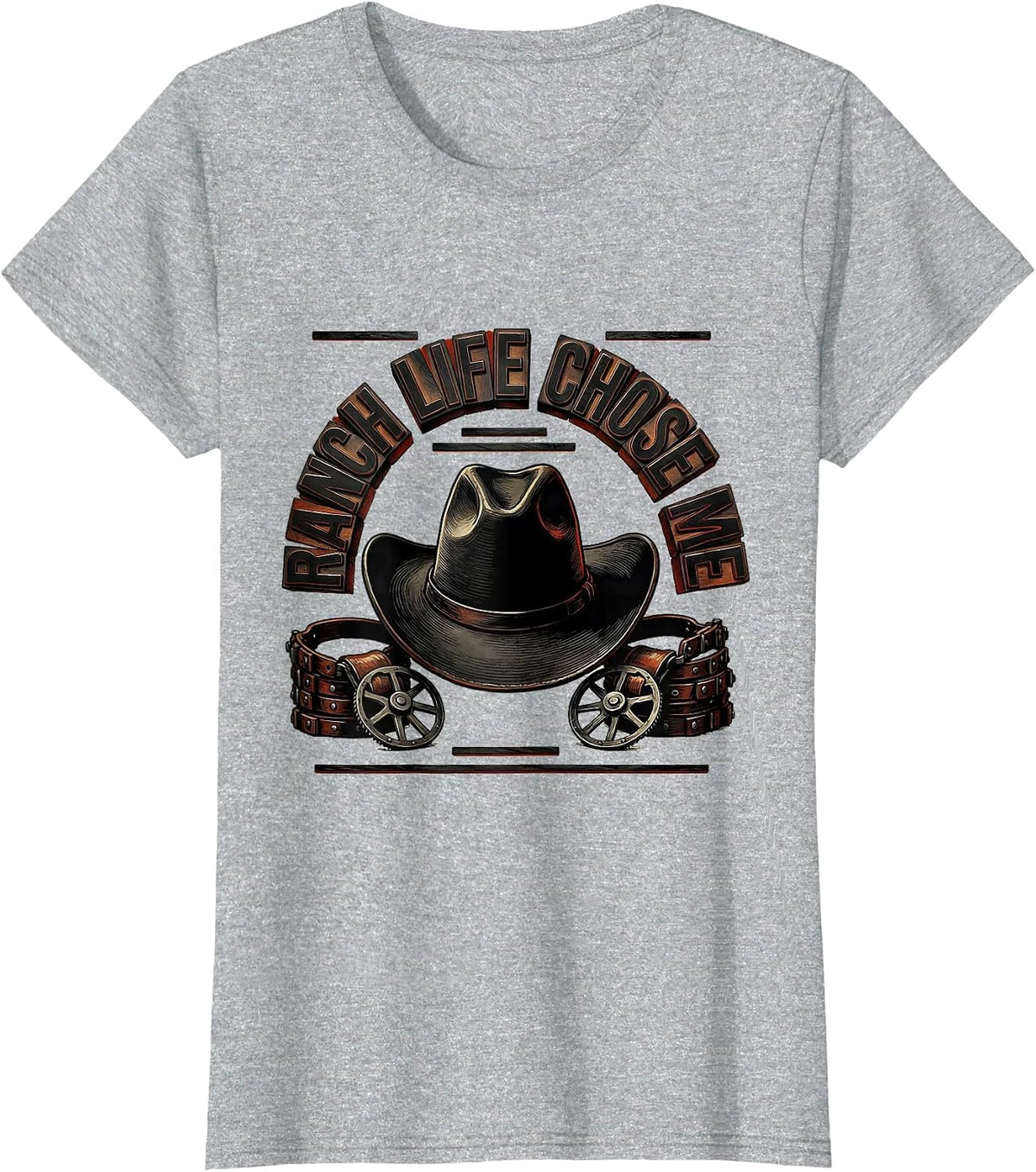 Ranch Life Chose Me Cowboy Graphic Design T-Shirt - Heather Grey