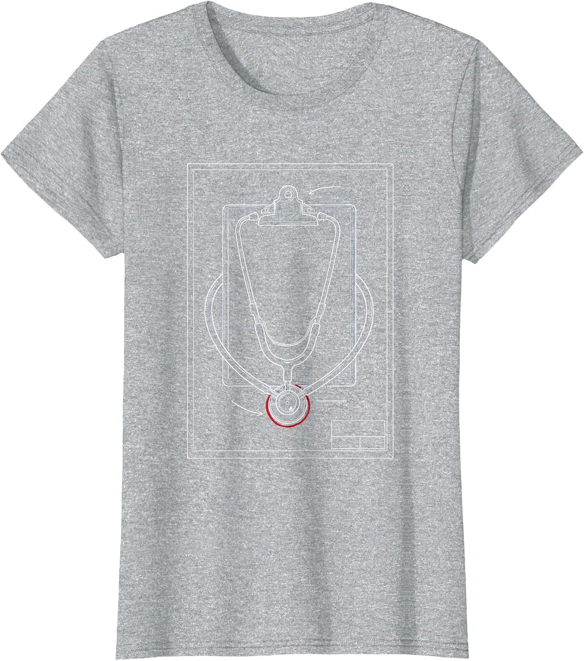 Women's Medical Assistant Stethoscope Clipboard Graphic T-Shirt - Heather Grey