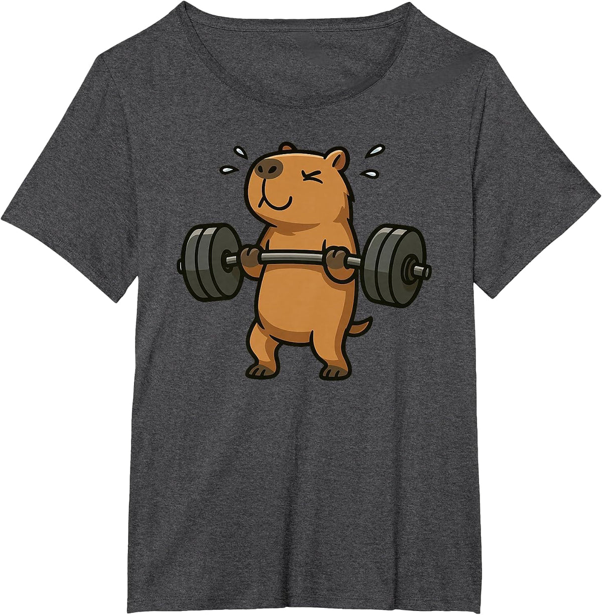 Funny Capybara Workout Gym Fitness Weightlifting Deadlift T-Shirt - Dark Heather Grey