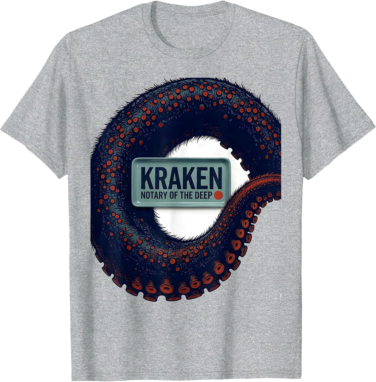 Men's Kraken Notary Of The Deep Editorial Conceptual Octopus Lover T-Shirt - Heather Grey