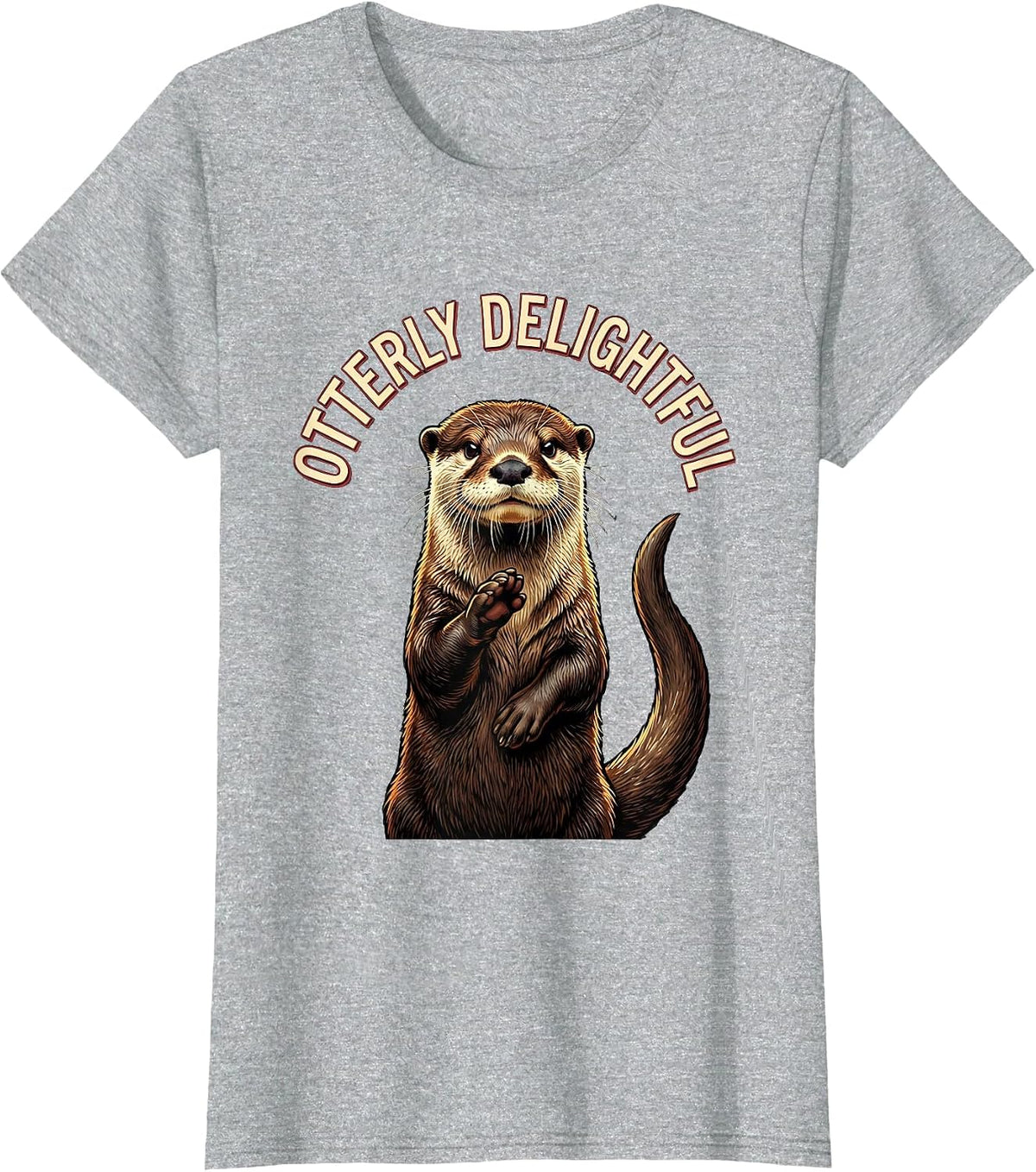 Women's Otterly Delightful Funny Otter Lover Gift For Kid Teen T-Shirt - Heather Grey