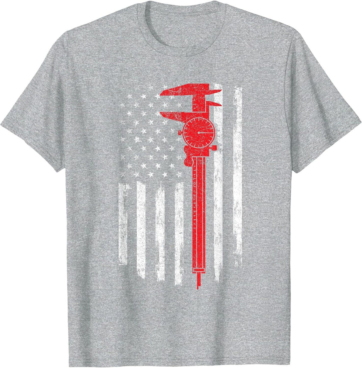 Mechanic Tools - American Flag Machinist Machine Operator T-Shirt - Heather Grey