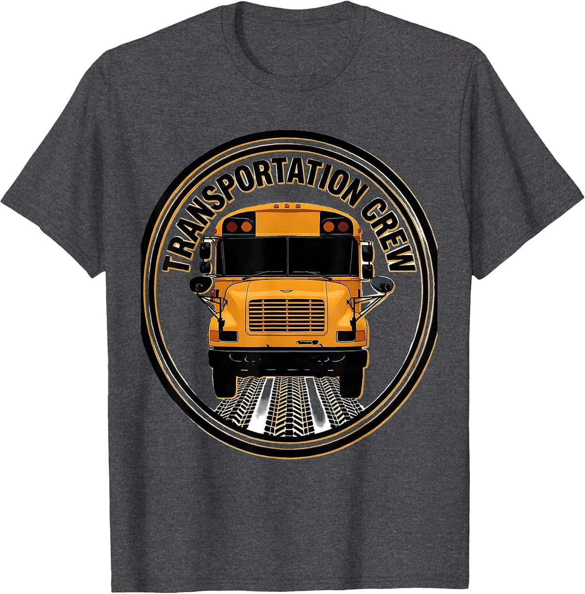 Transportation Crew Screenprint Bus Driver Transportation T-Shirt - Dark Heather Grey