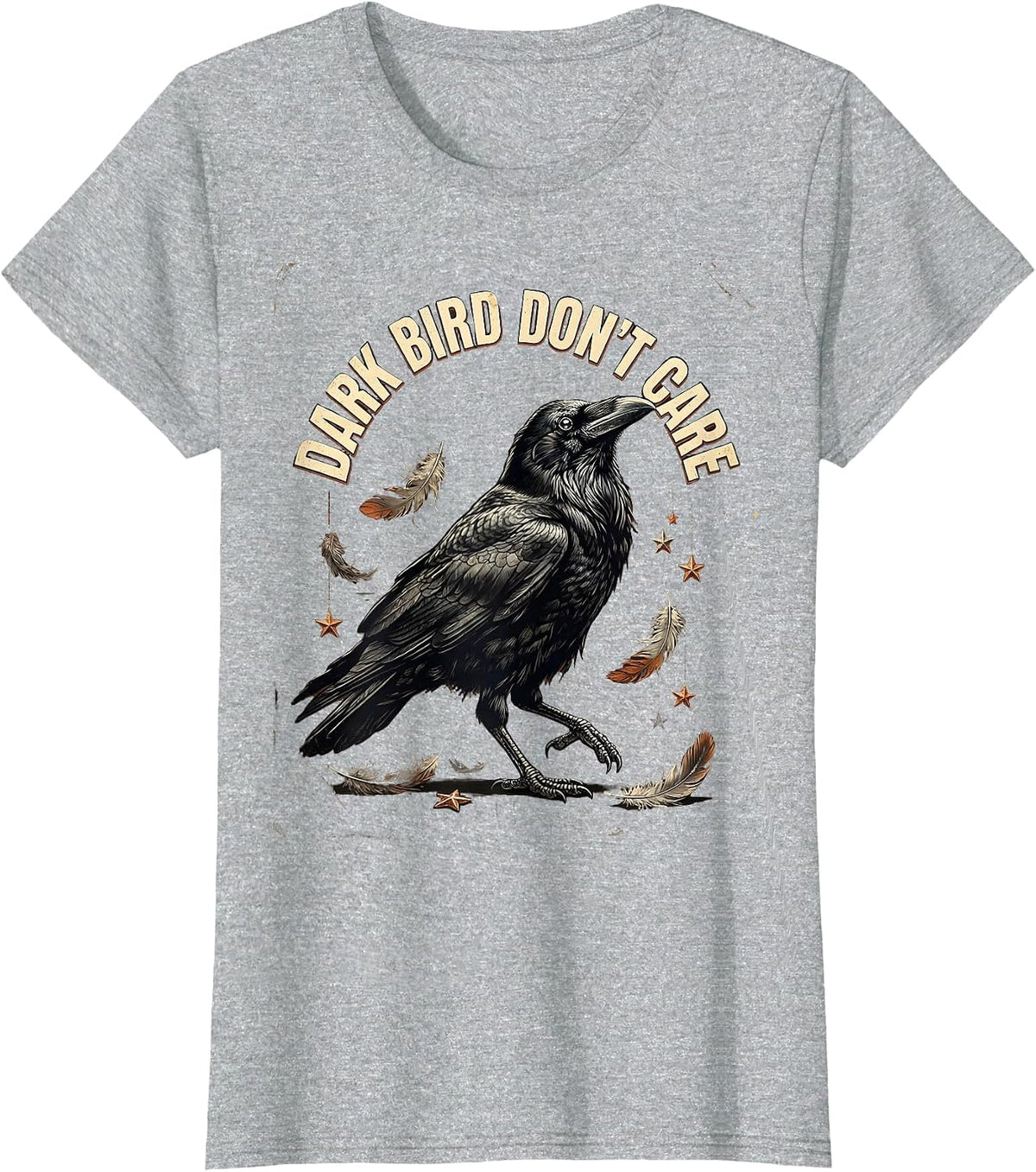Women's Dark Bird Don't Care Crow Graphic Design T-Shirt - Heather Grey