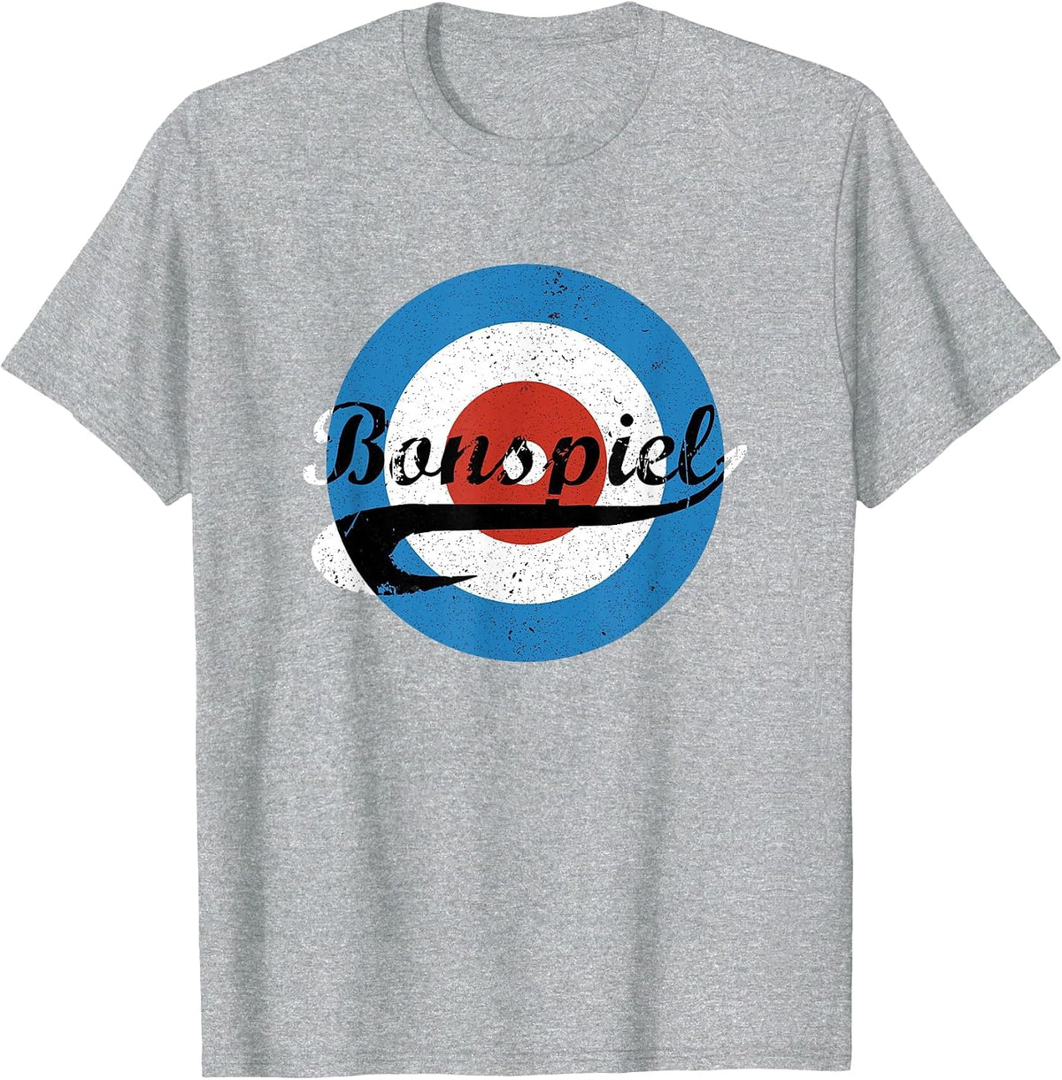 Bonspiel Curling Rink Retro Distressed T-Shirt T-Shirt - Heather Grey
