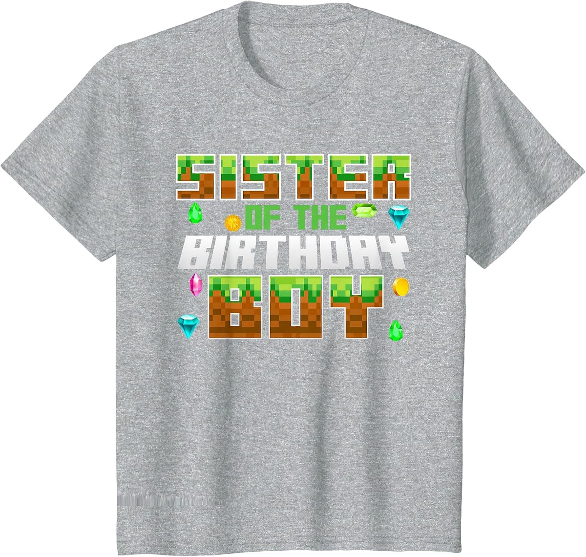 Sister of The Birthday Boy Video Gamer Pixel Number T-Shirt - Heather Grey