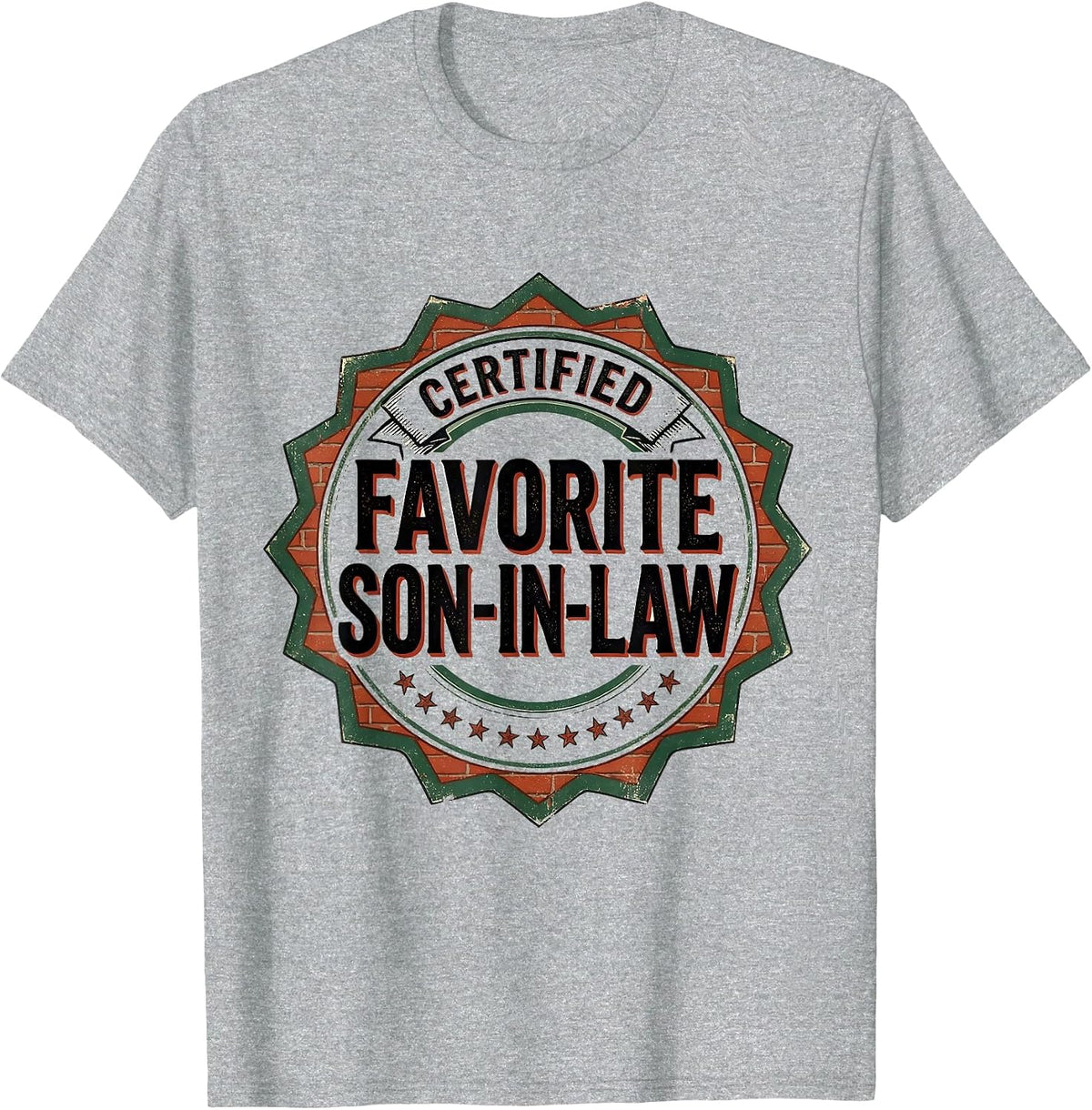 Men's Certified Favorite Son-In-Law Funny Vintage Badge Family T-Shirt - Heather Grey