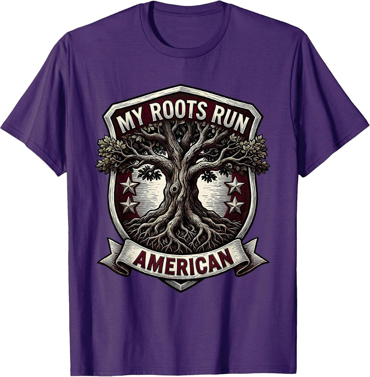 My Roots Run American Patriotic Design T-Shirt - Purple