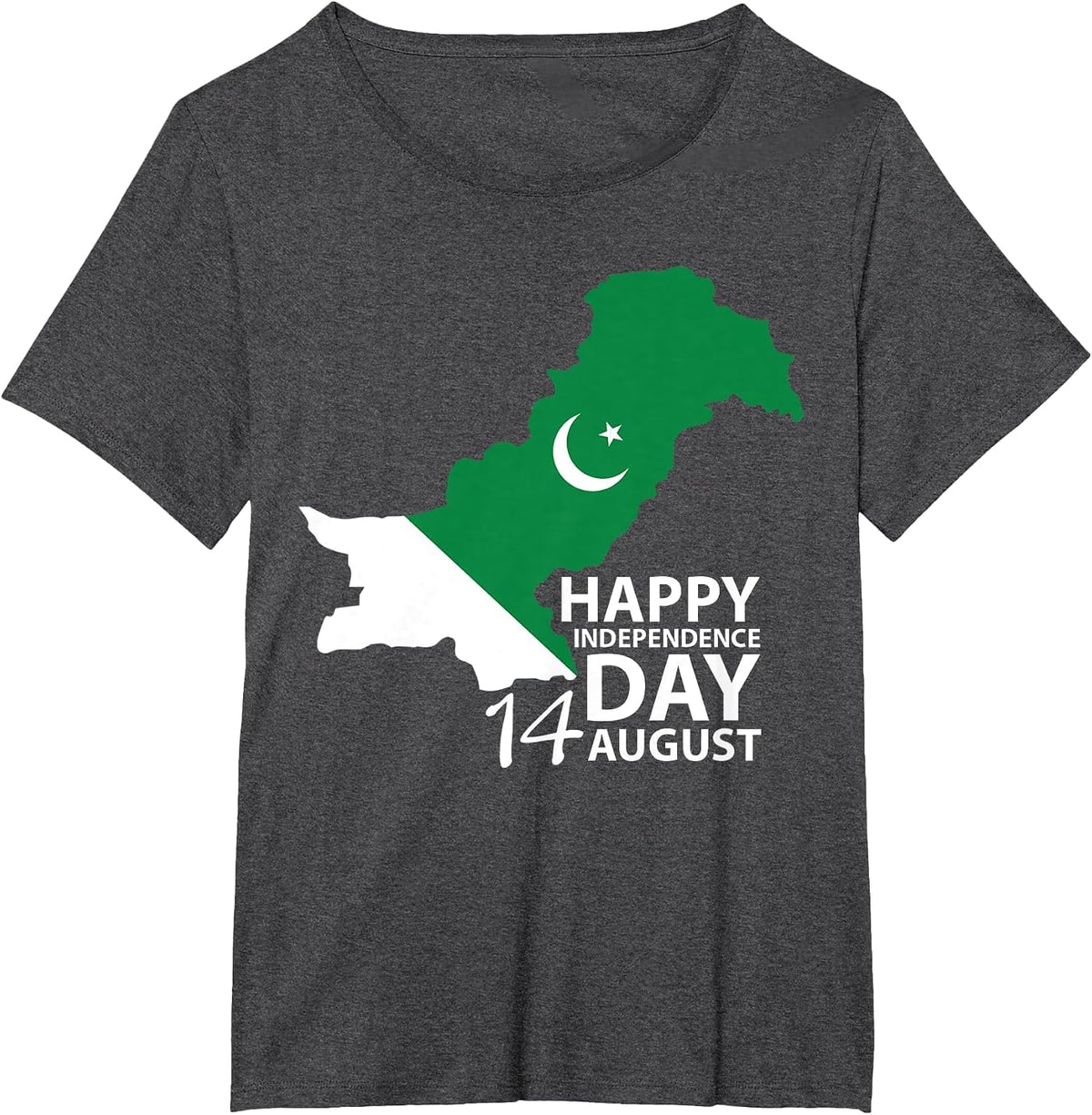 14 August Independence Day Pakistan Patriotic T-Shirt - Dark Heather Grey