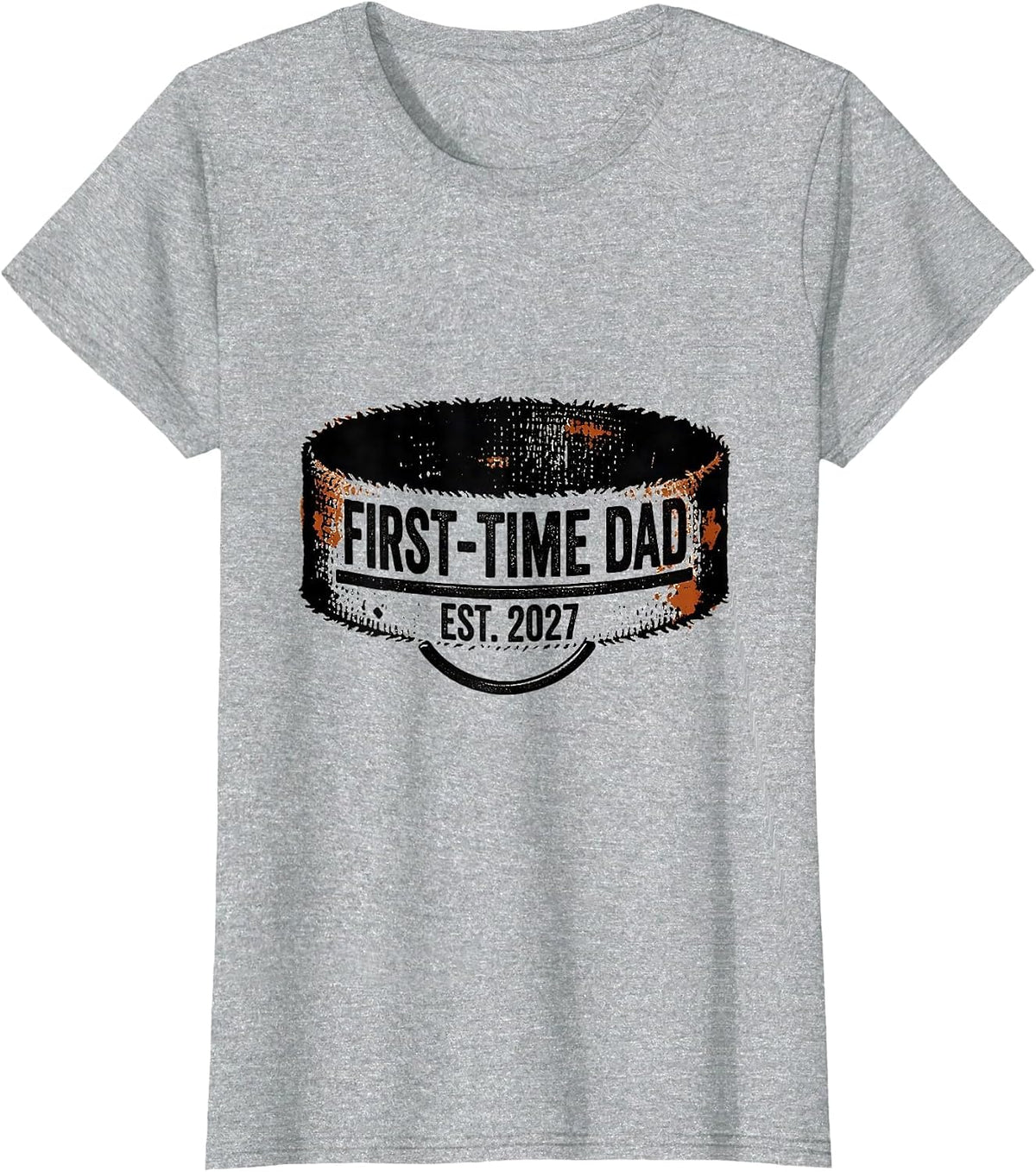 First-Time Dad Est. 2027 Rubber Stamp New Dad 2027 Gift T-Shirt - Heather Grey
