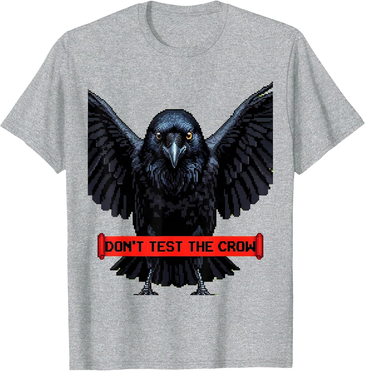 Men's Don't Test The Crow Bold Bird Warning Design T-Shirt - Heather Grey