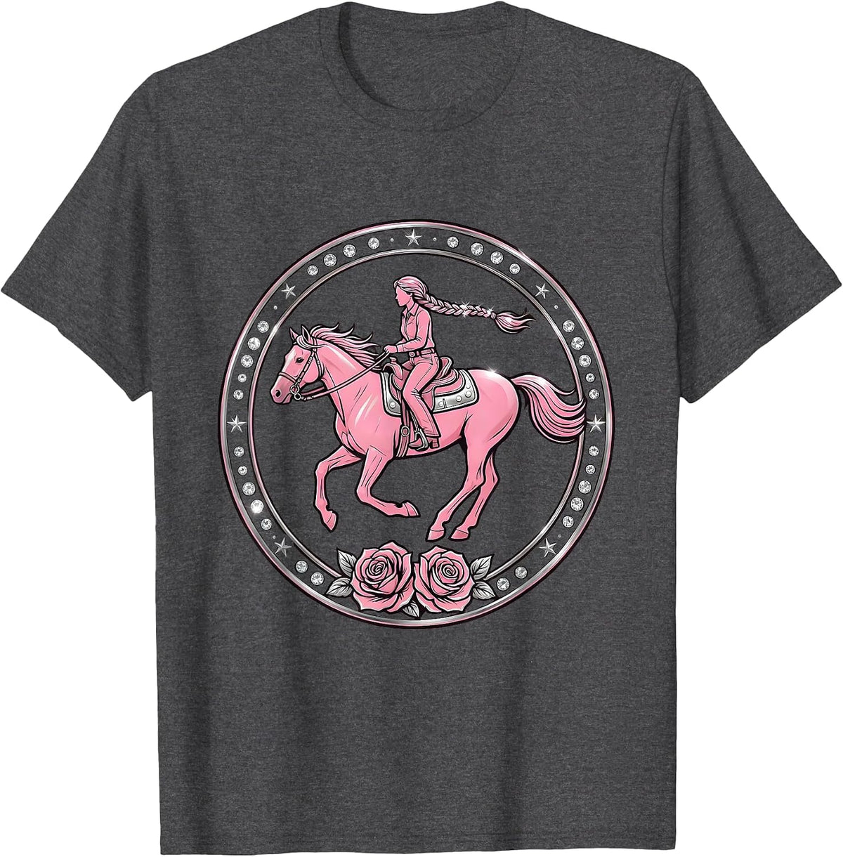 Men's Braided Rider Bareback Through the Field T-Shirt - Dark Heather Grey