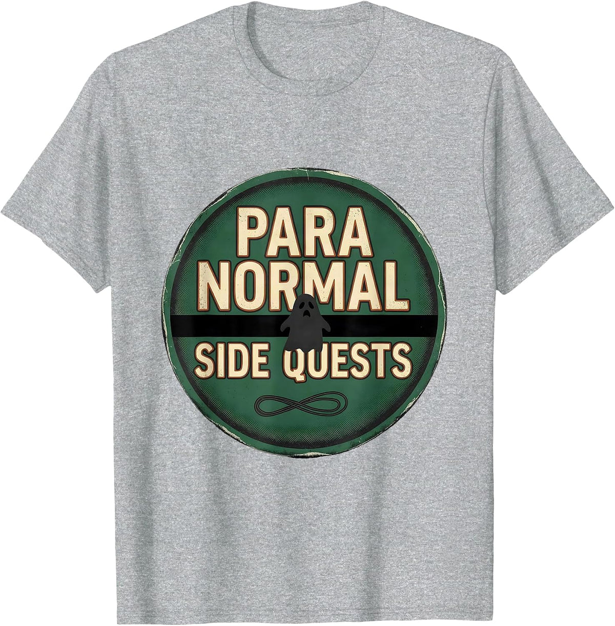 Men's Para Normal Side Quests Vintage Ghost Para Teacher Halloween T-Shirt - Heather Grey