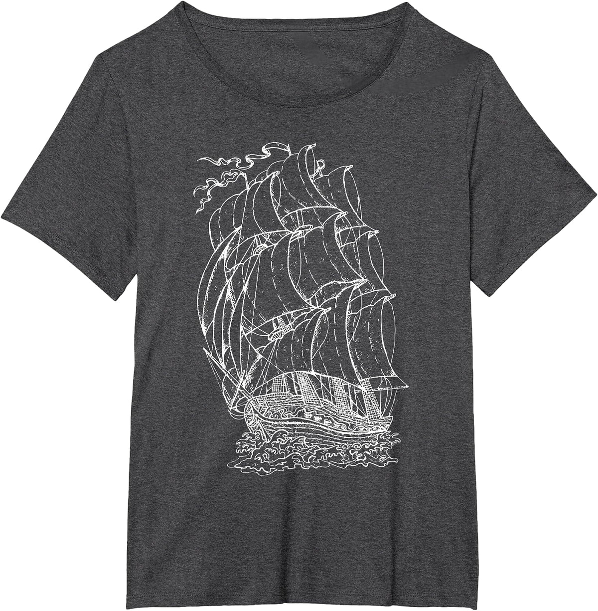 Pirate Ship Vintage Retro Nautical Sailing Boat Captain T-Shirt - Dark Heather Grey