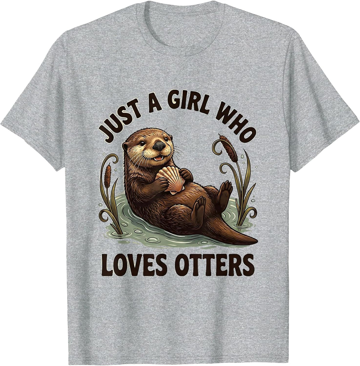Men's Just A Girl Who Loves Otters Funny Otter Lover Gift For Kids T-Shirt - Heather Grey