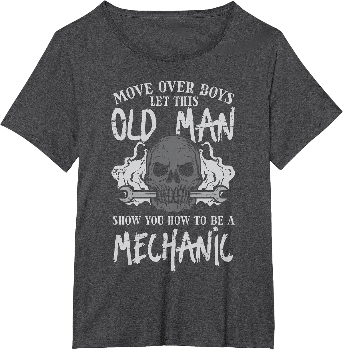 Let This Old Man Show How to Be Mechanic Funny Grandpa Men T-Shirt - Dark Heather Grey