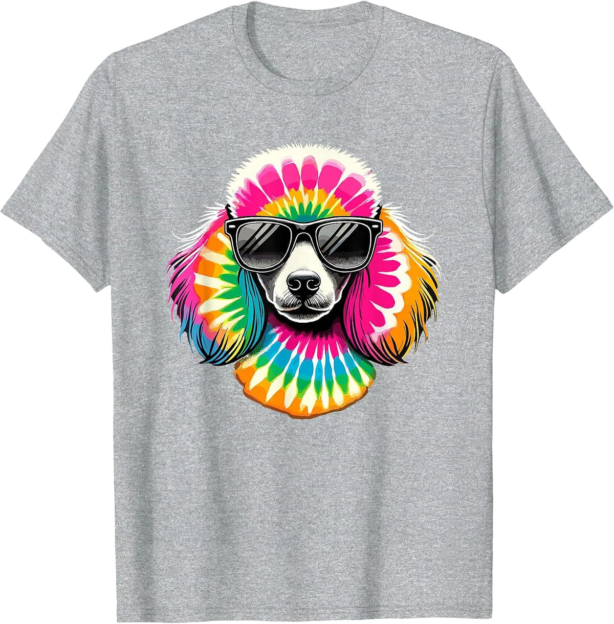 Tie Dye Art Sunglasses Poodle Dog Toy Poodles T-Shirt - Heather Grey