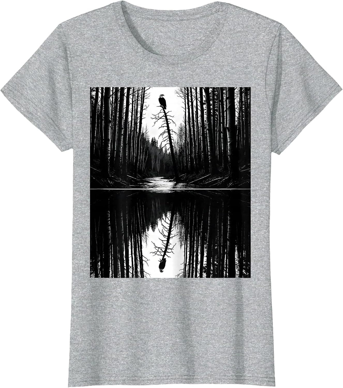 Steep River Gorge Silhouette Nature Reflection Outdoor T-Shirt - Heather Grey