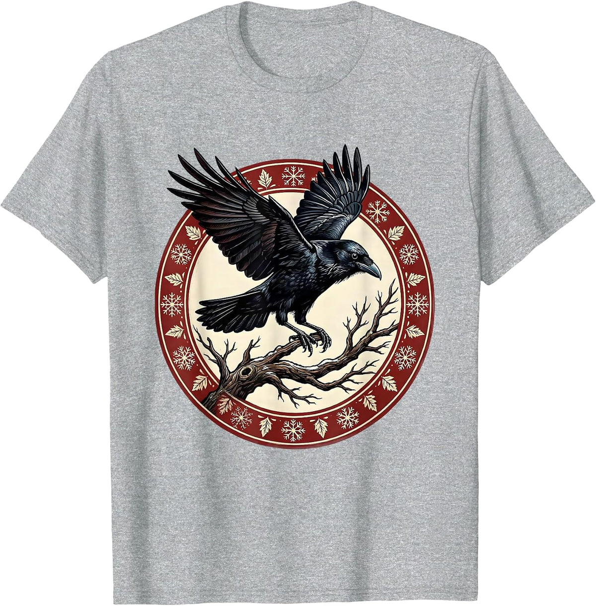Men's Crow Launching From Bare Winter Branch T-Shirt - Heather Grey