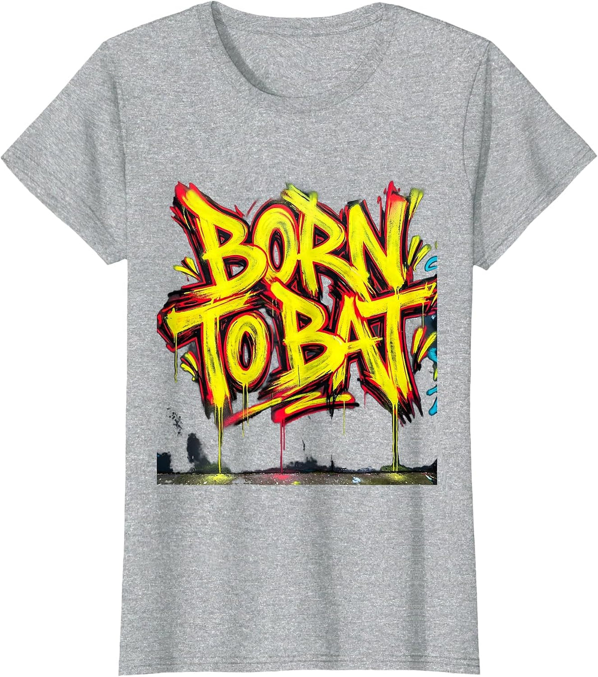 Born to Bat Cricket Life Graphic Design T-Shirt - Heather Grey