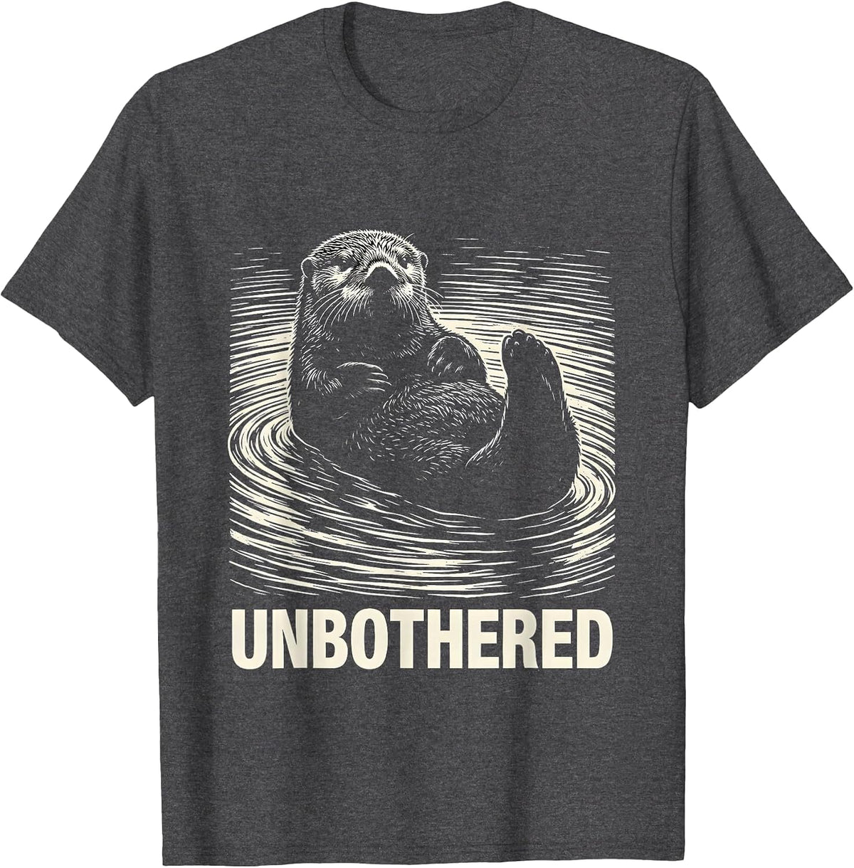 Unbothered Scratchboard Otter Resting Animal Lover Humor T-Shirt - Dark Heather Grey