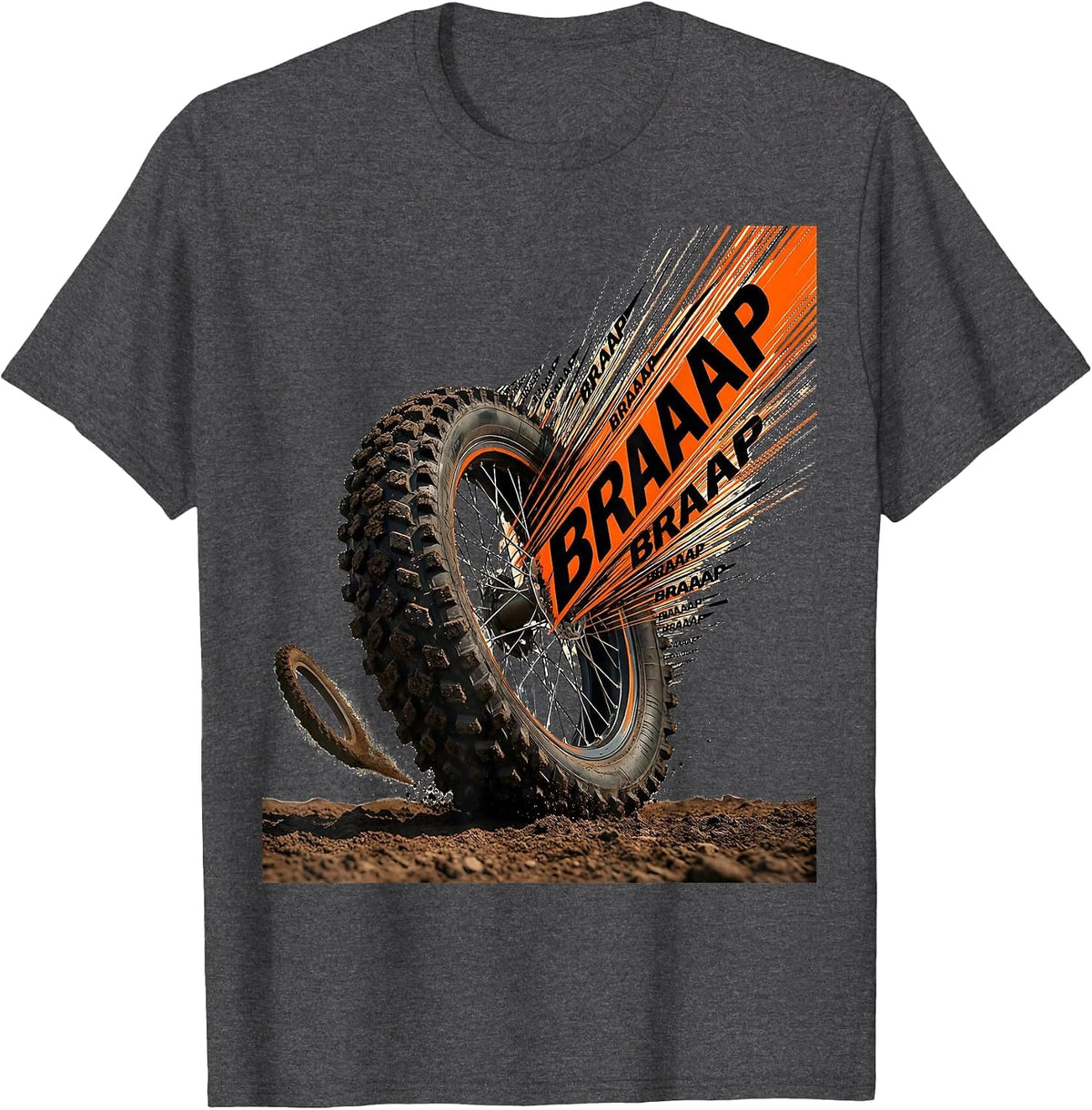Braaap Futurist Dynamism Dirt Bike Motocross Rider Gift T-Shirt - Dark Heather Grey