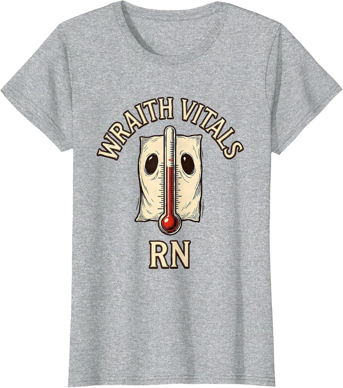 Wraith Vitals RN Vintage Halloween Nurse Medical Humor T-Shirt - Heather Grey